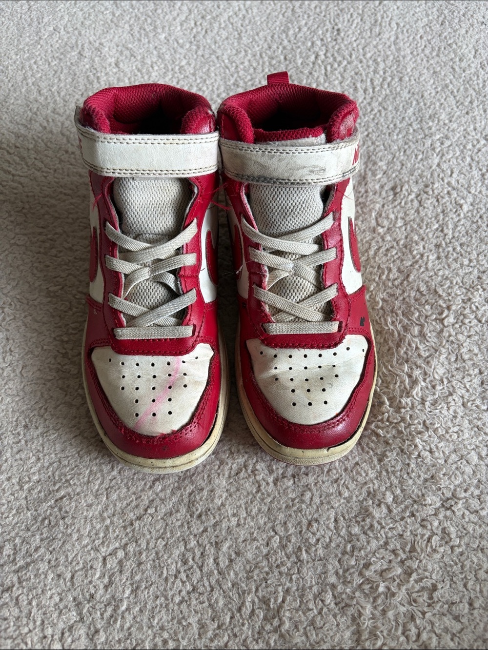 Nike Kids High-Top Sneakers in Red and White